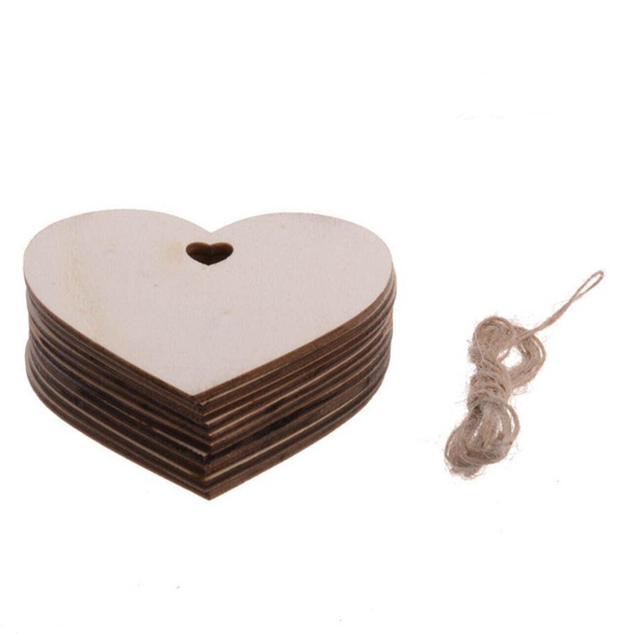 Wooden Christmas Hanging Ornament for Tree DIY Craft Decoration 10pcs - Heart 6