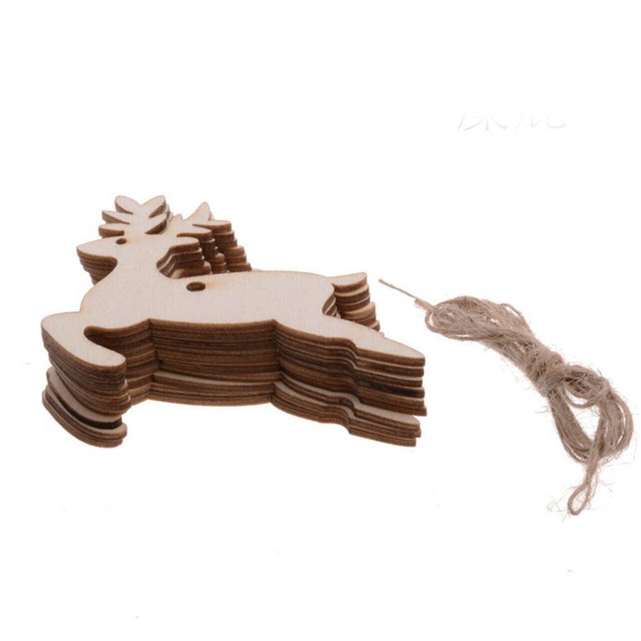 Wooden Christmas Hanging Ornament for Tree DIY Craft Decoration 10pcs - Heart 11