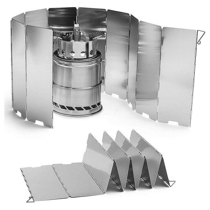 10 Plates Foldable Aluminum Camping Cooker Wind Shield for BBQ Stove 5
