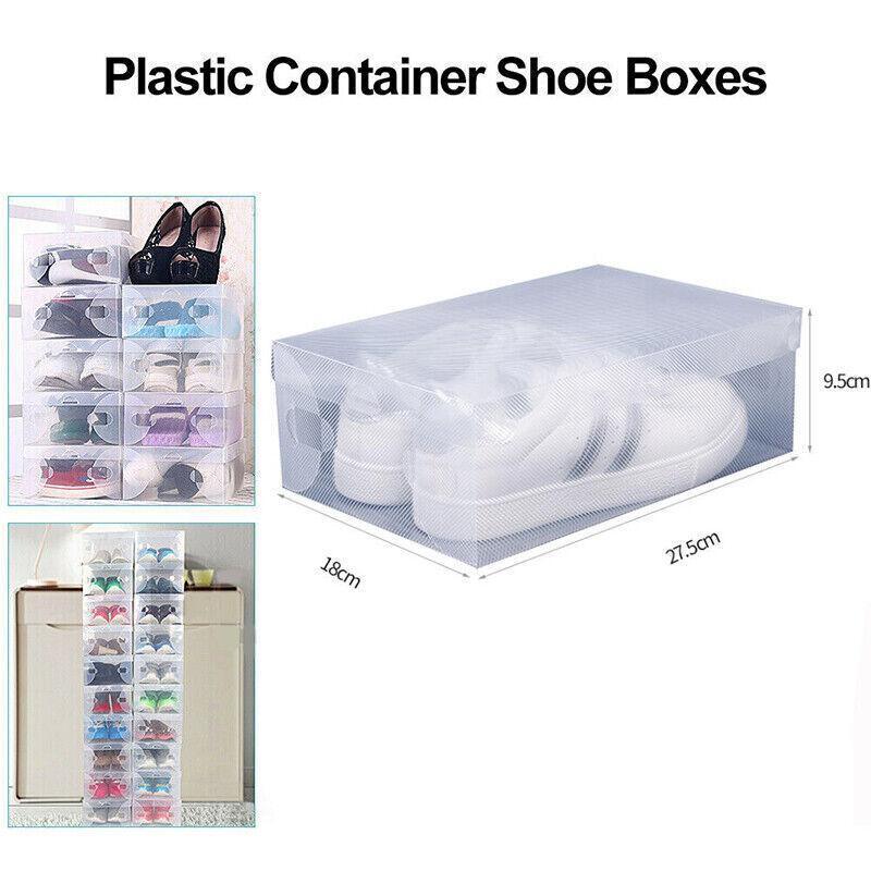20x Clear Shoe Storage Box Foldable Stackable Plastic Shoe Boxes 3