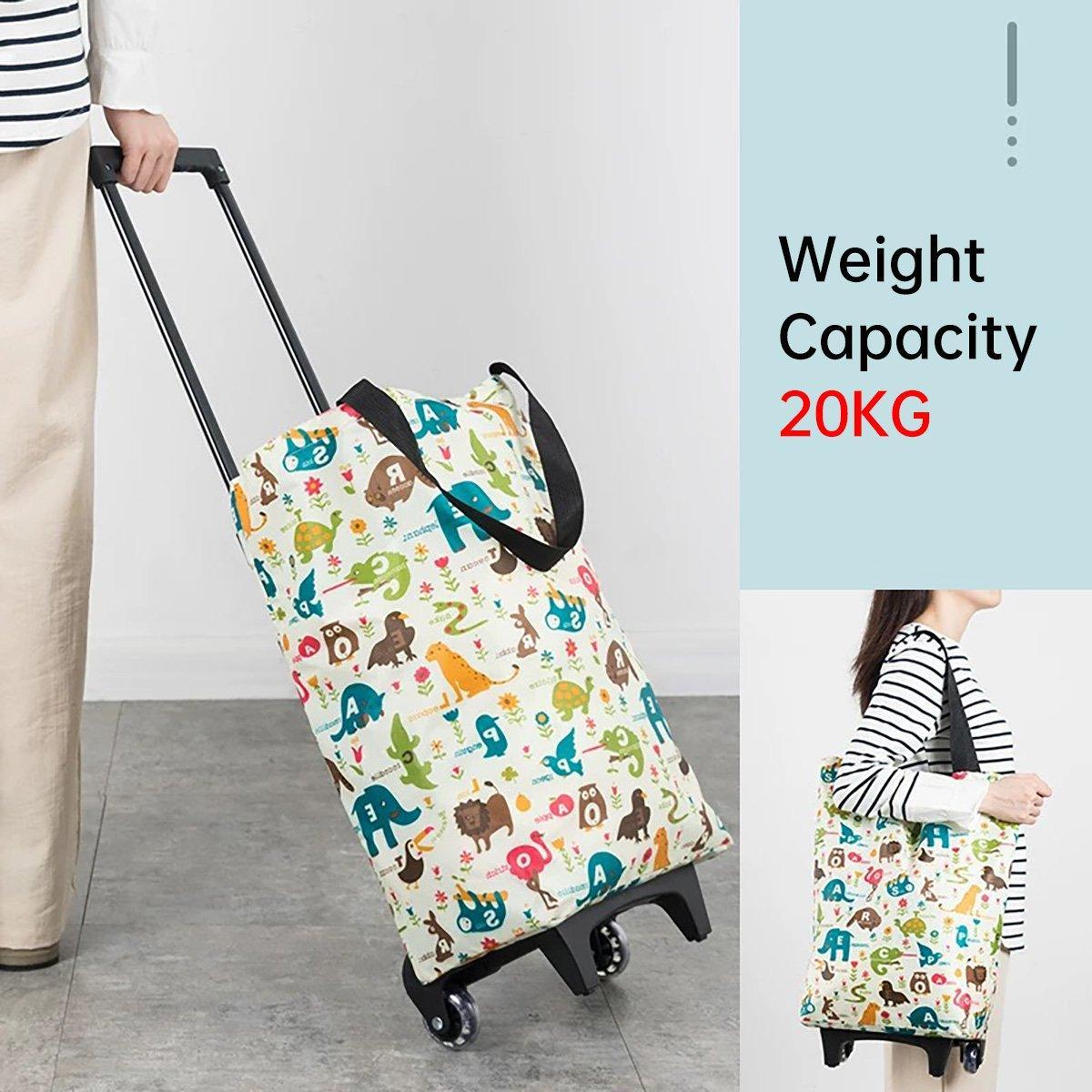 Lightweight Folding Shopping Cart Trolley with Wheels Retractable Tote Bag - Black-Big 5