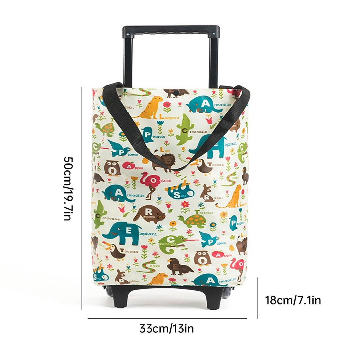 Lightweight Folding Shopping Cart Trolley with Wheels Retractable Tote Bag - Black-Small 4