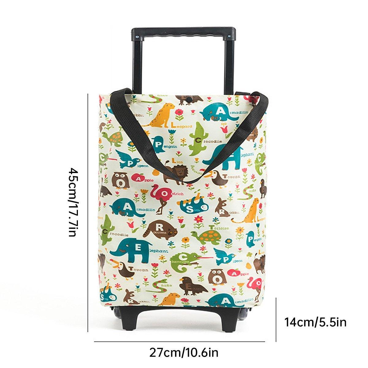 Lightweight Folding Shopping Cart Trolley with Wheels Retractable Tote Bag - White-Big 3