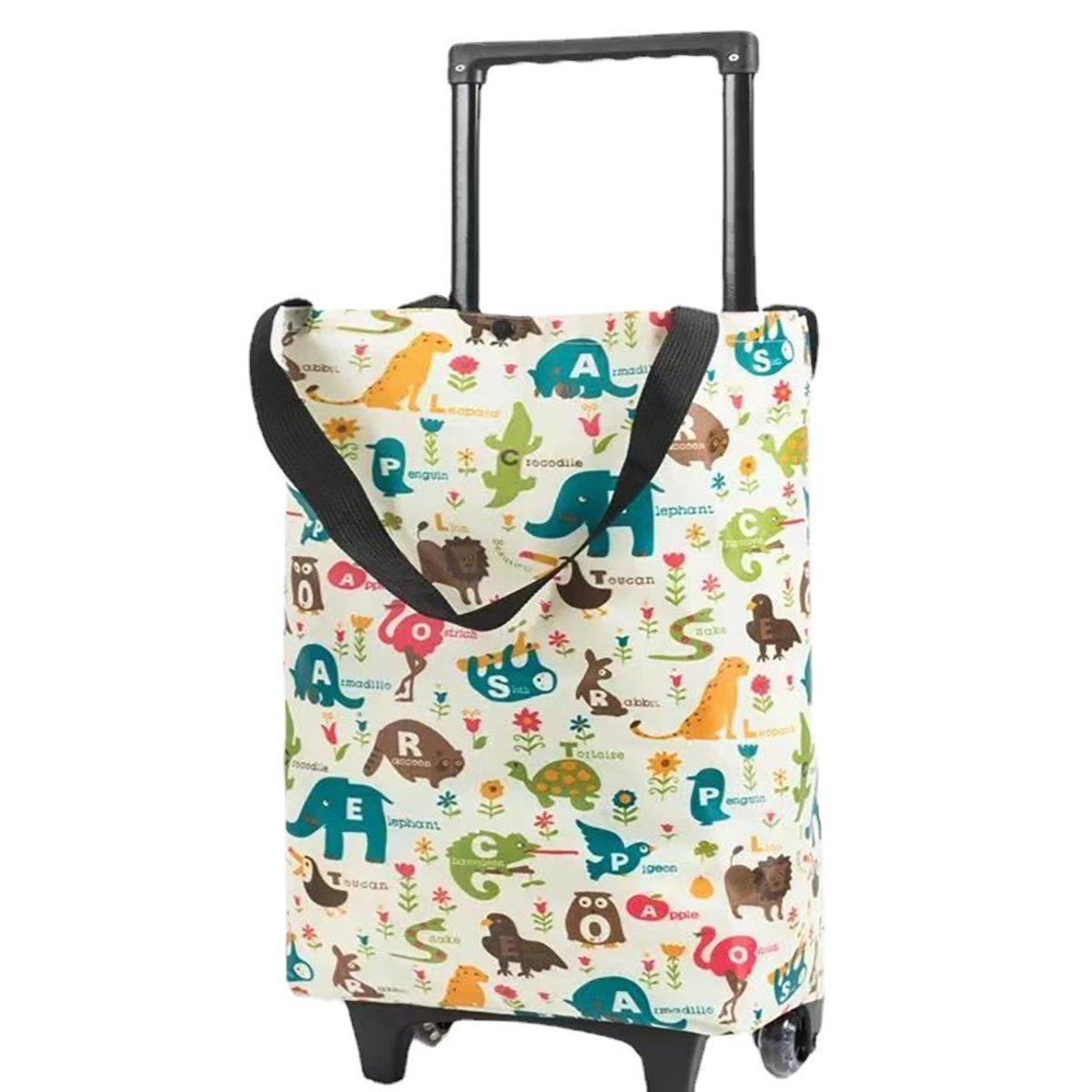 Lightweight Folding Shopping Cart Trolley with Wheels Retractable Tote Bag - White-Small 6