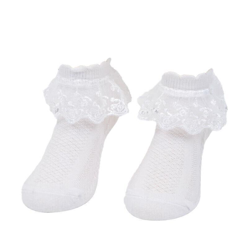 Lace Ruffle Frilly Short Socks for Girls Ankle Length M Size Fits 4-6 Years - Blue 8