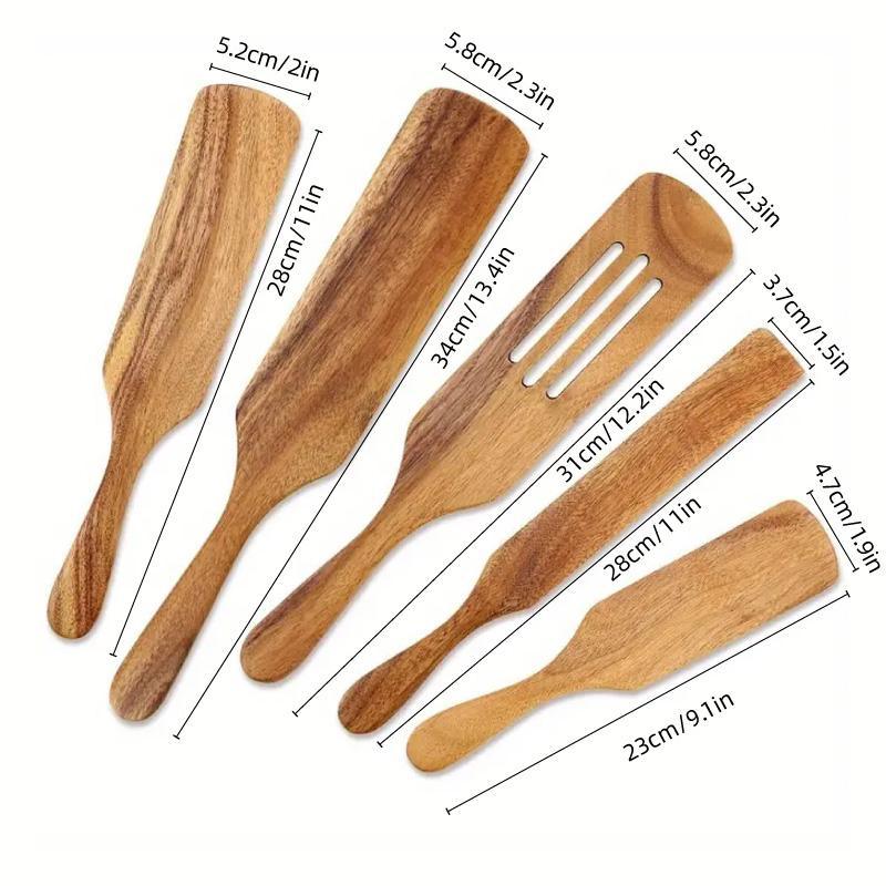 5pcs Wooden Spatula Set Kitchen Cooking Utensils Wooden Spatula for Cooking 3