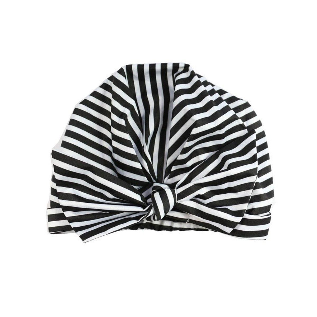 Woman Shower Cap Reusable Long Hair Large Turban Bathroom Waterproof Hair Cap - Black Background 6