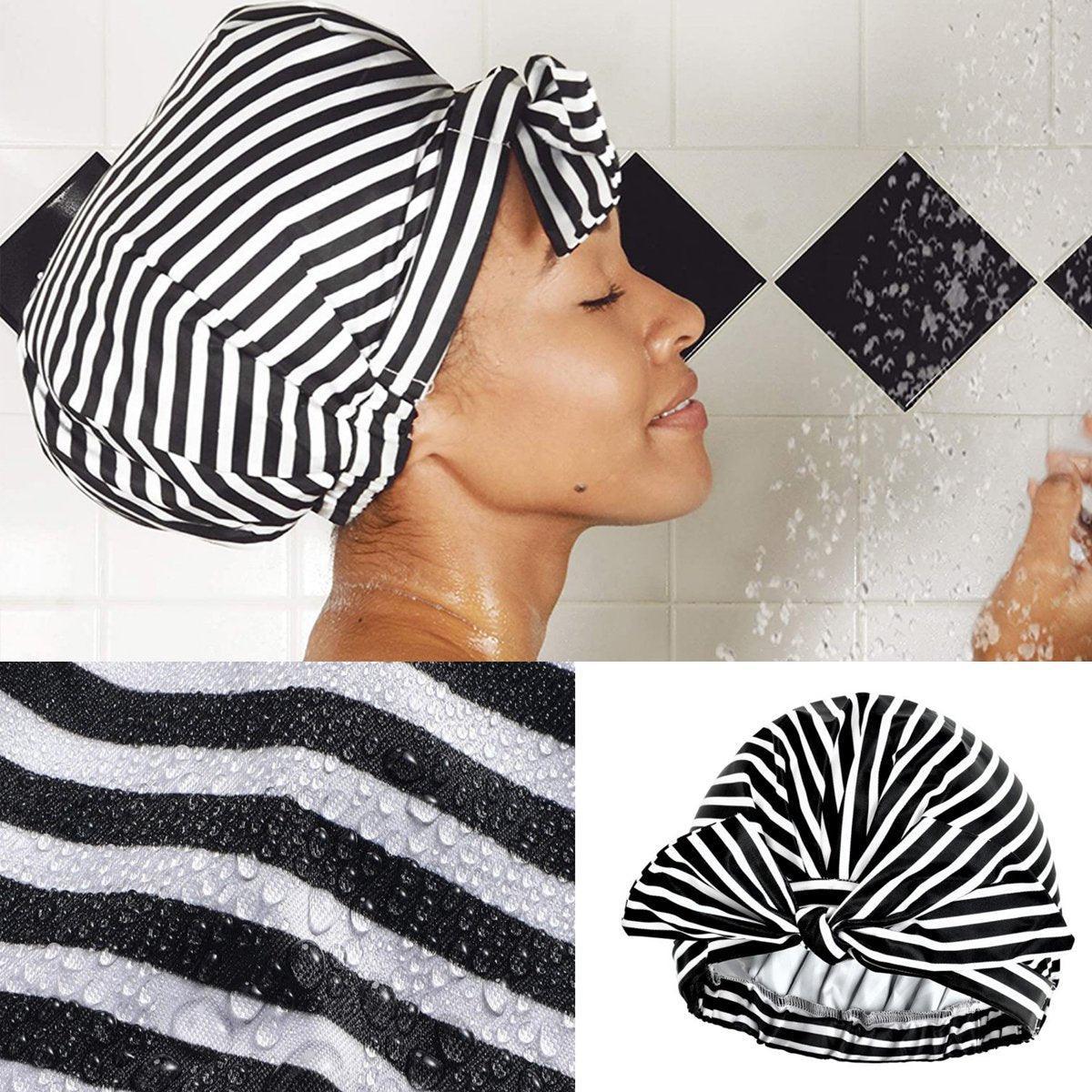 Woman Shower Cap Reusable Long Hair Large Turban Bathroom Waterproof Hair Cap - Coconut Tree 5