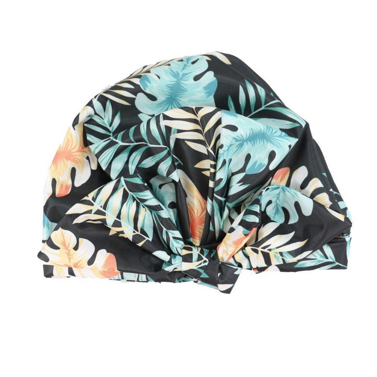 Woman Shower Cap Reusable Long Hair Large Turban Bathroom Waterproof Hair Cap - Coconut Tree 7