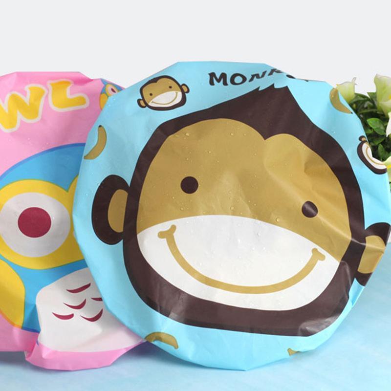 Reusable Women Girls Hair Wrap Waterproof Shower Bath Shower Cap Hat - Giraffe 4