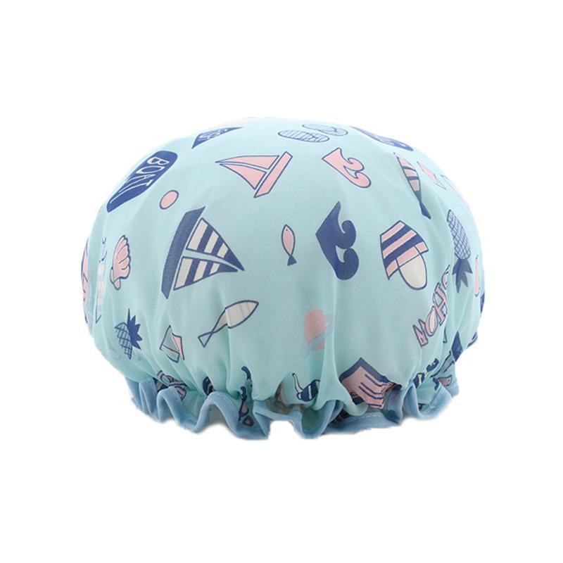 Double Layer Lux Shower Cap Bath Hat Hair Care Women Sleep Waterproof Reusable - Khaki 10