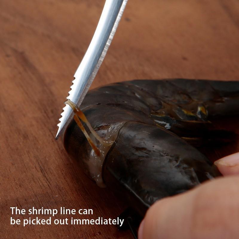 2PCS Shrimp Deveiner and Shellfish Opener Knife Set Stainless Steel Wood Handle 4