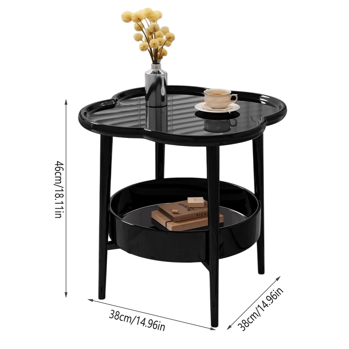 Trendy Black Round Coffee Side Table Modern Minimalist End Table for Living Room 3