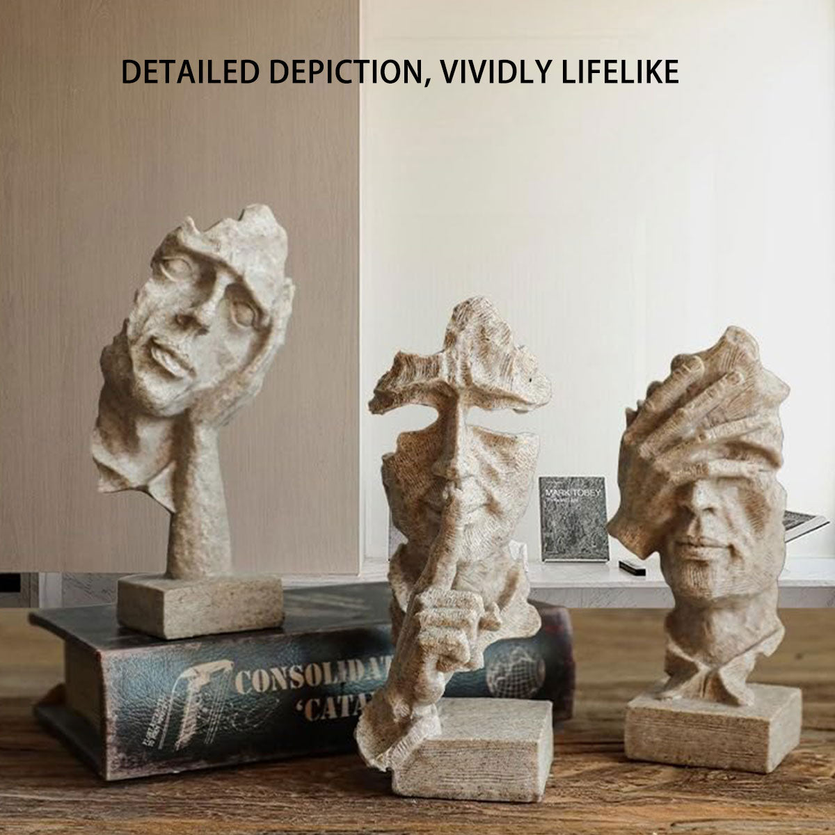 Resin Sculpture 3pcs Modern Office Desktop Art Decor Ornament Home Decoration 4