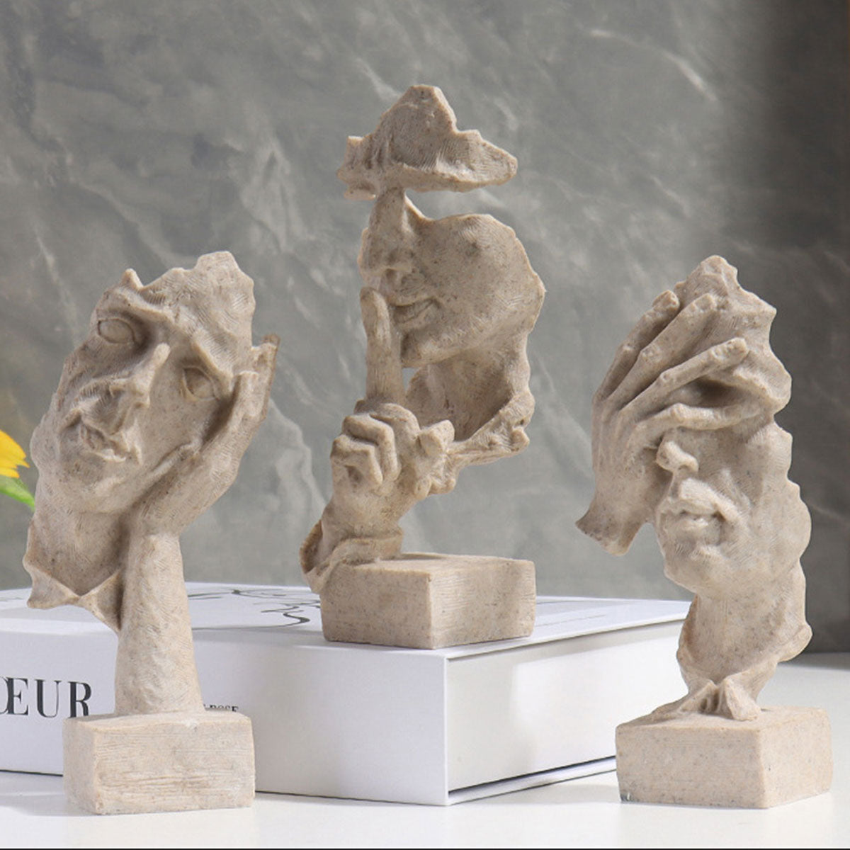 Resin Sculpture 3pcs Modern Office Desktop Art Decor Ornament Home Decoration 5