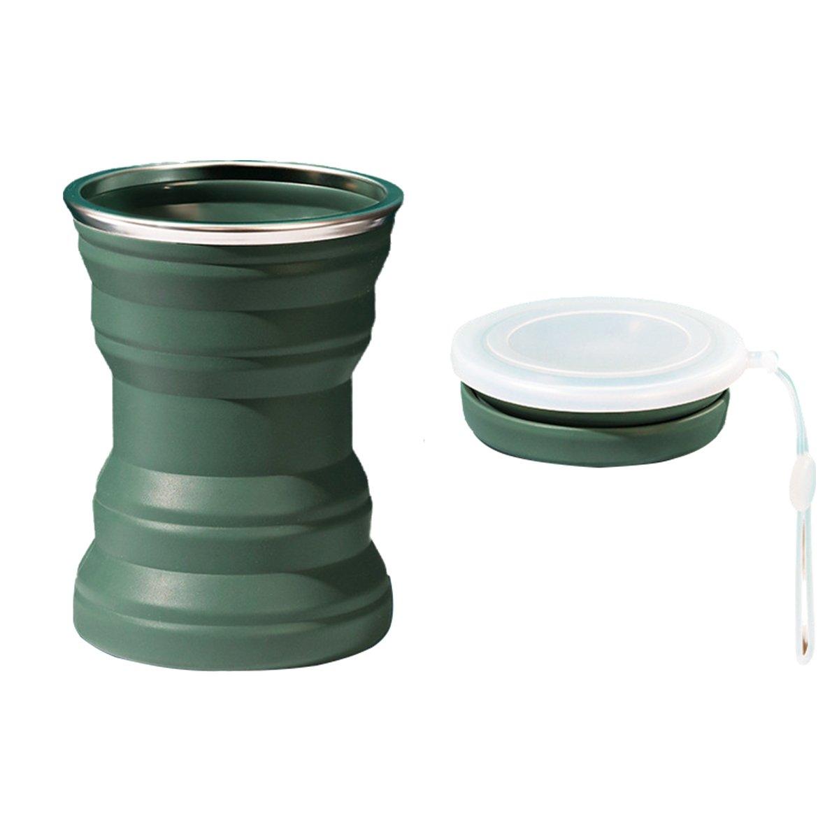 Silicone Folding Travel Mug Portable Retractable Collapsible Mug Outdoor Camping - Grey Lake Blue 6