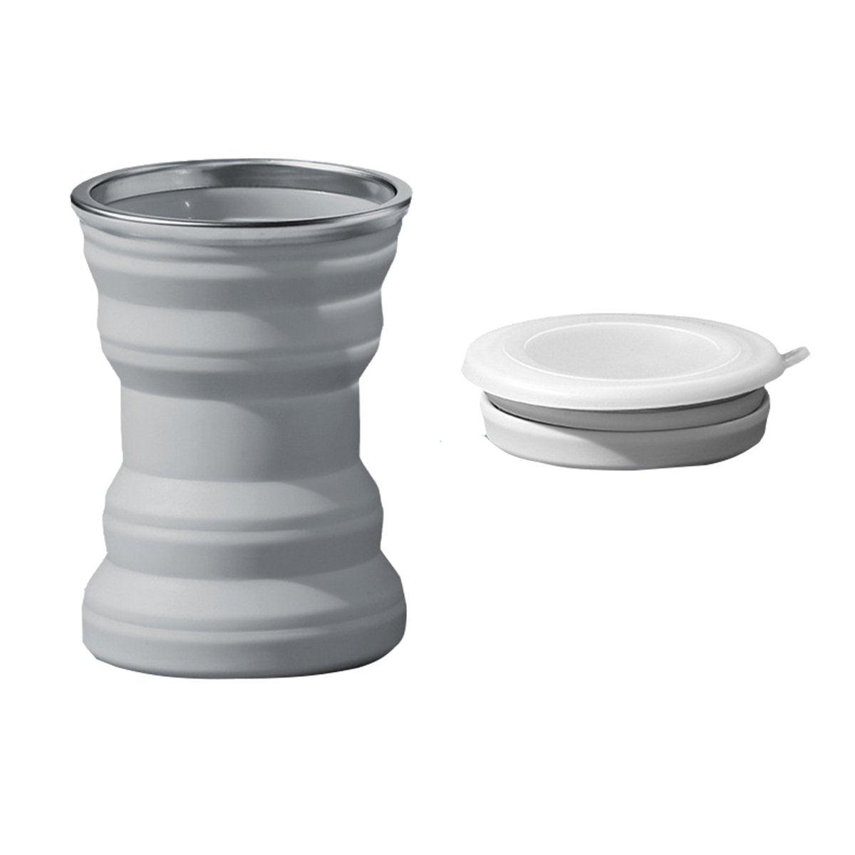 Silicone Folding Travel Mug Portable Retractable Collapsible Mug Outdoor Camping - Grey Lake Blue 10