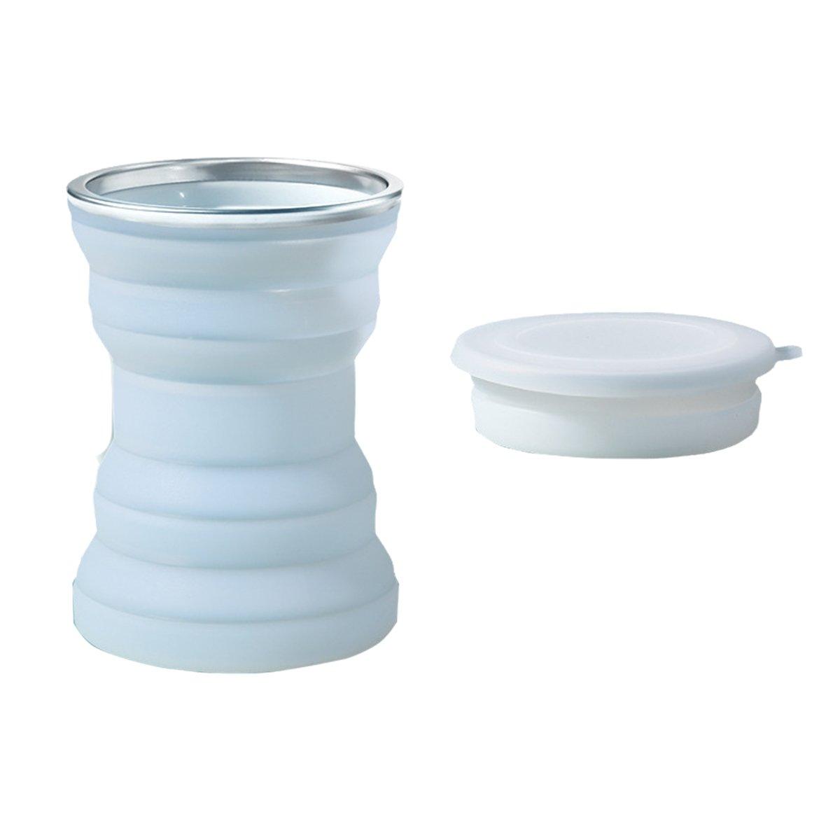 Silicone Folding Travel Mug Portable Retractable Collapsible Mug Outdoor Camping - Grey Lake Blue 11