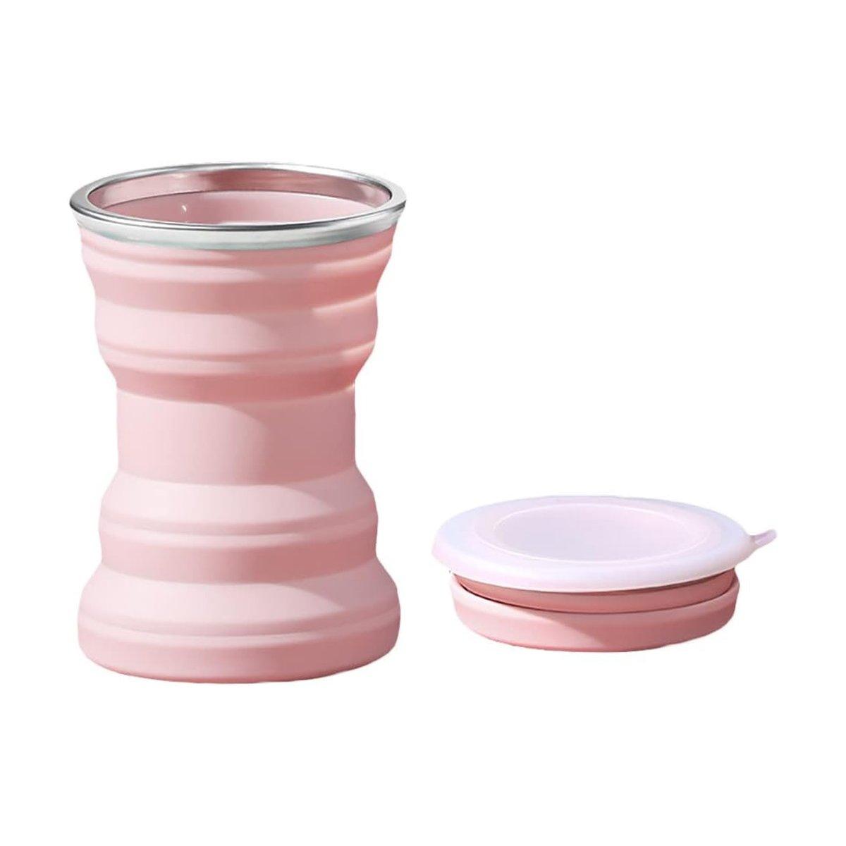 Silicone Folding Travel Mug Portable Retractable Collapsible Mug Outdoor Camping - Sakura Pink 9