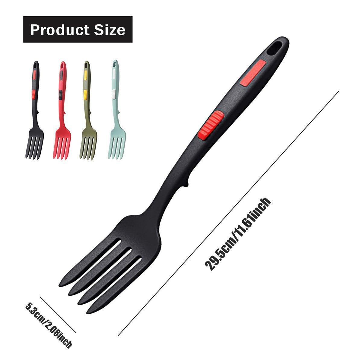 2PCS Silicone Heat Resistant Flexible Cooking Forks Dishwasher Safe Kitchen - Red-Black 3