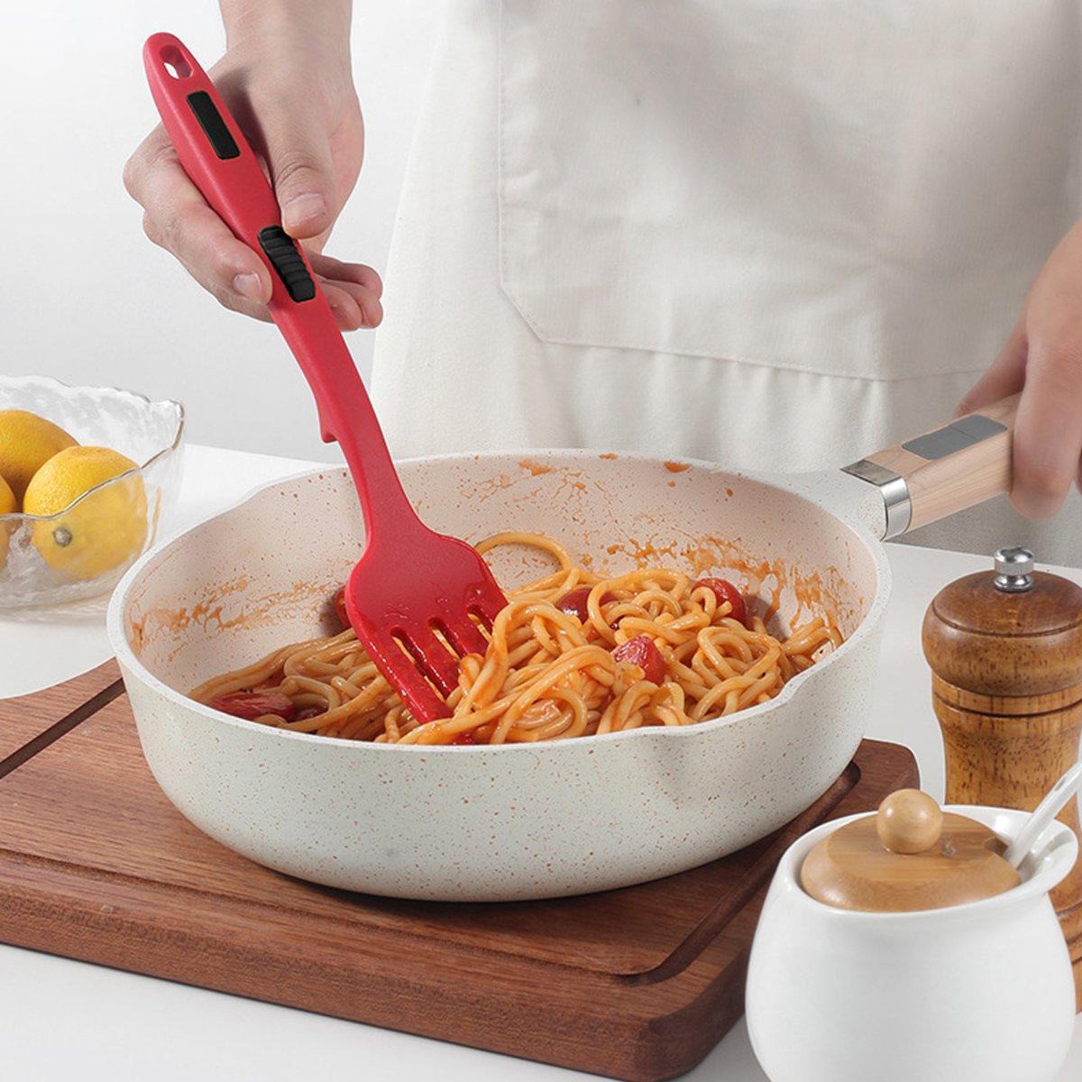 2PCS Silicone Heat Resistant Flexible Cooking Forks Dishwasher Safe Kitchen - Red-Black 5