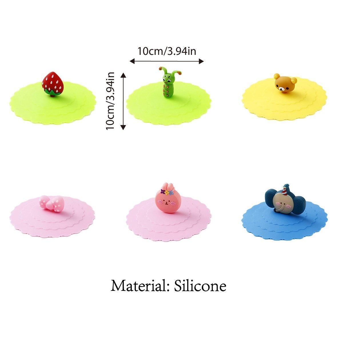 6PCS Silicone Tea Cup Lids Leak Proof Dustproof Universal Drink Covers for Mugs 3