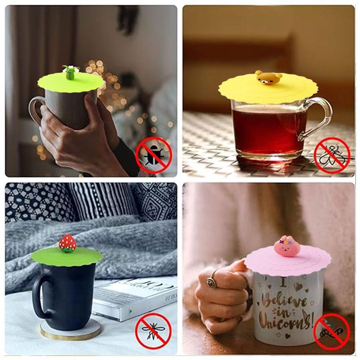 6PCS Silicone Tea Cup Lids Leak Proof Dustproof Universal Drink Covers for Mugs 4