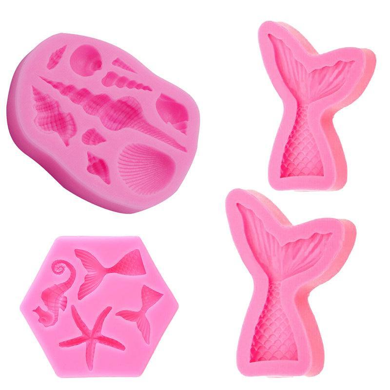 Mermaid Tail Sea Shell Silicone Cake Fondant Sugarcraft Mould Chocolate Mold - Hexagon