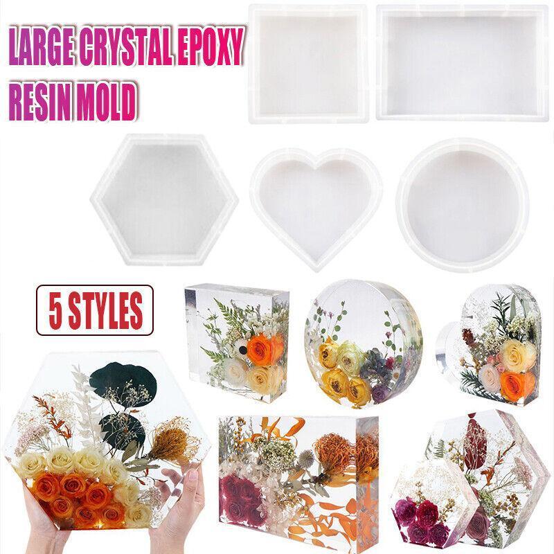 New Large Crystal Epoxy Resin Mold Geometry Cube Specimen Love Heart Round Mould - Round