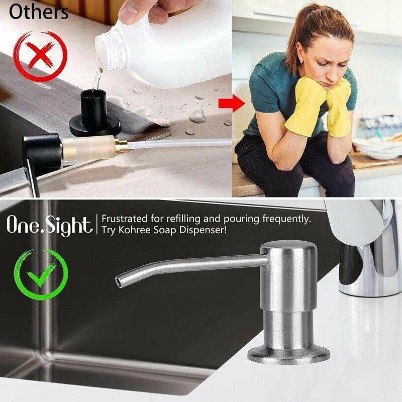 Stainless Steel Sink Soap Dispenser Extension Tube Kit Kitchen Sink Pumps Hand 4