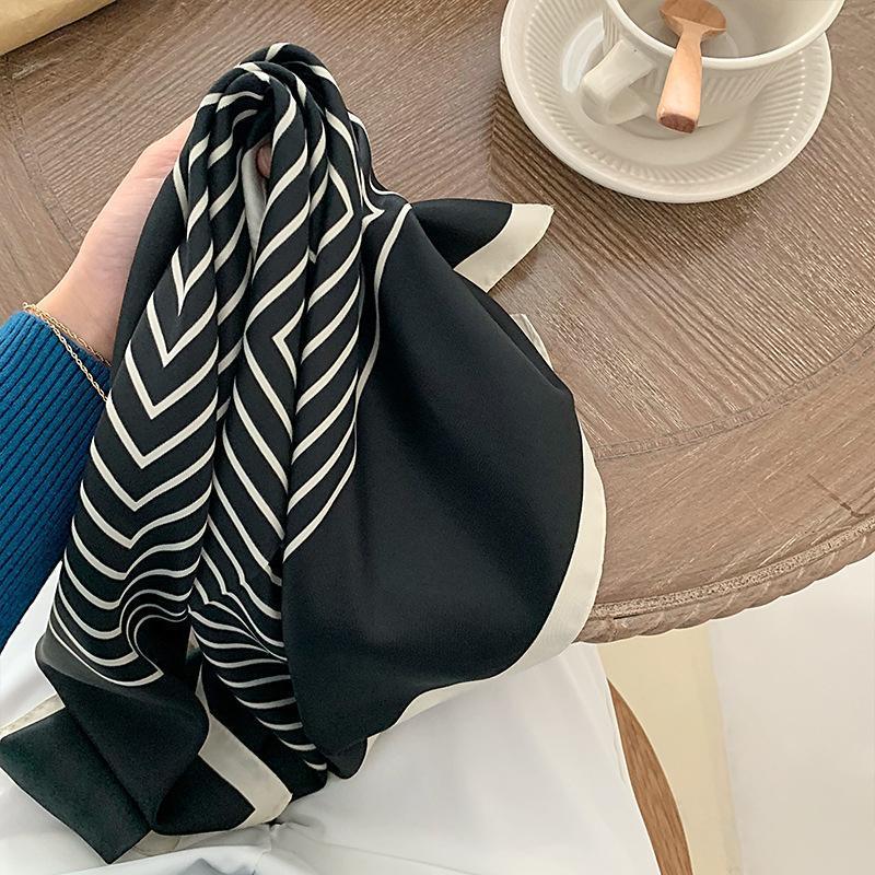 Square Silk Feel Satin Scarf Small Vintage Head Neck Hair Tie Band Women Elegant - 15 3