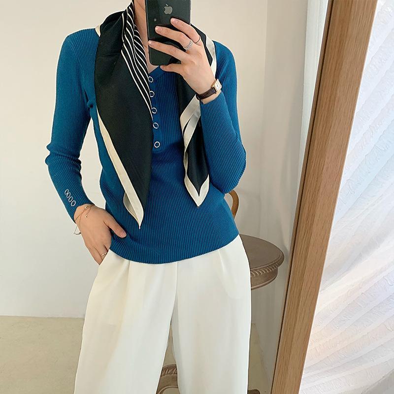 Square Silk Feel Satin Scarf Small Vintage Head Neck Hair Tie Band Women Elegant - 15 4