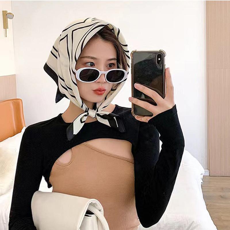 Square Silk Feel Satin Scarf Small Vintage Head Neck Hair Tie Band Women Elegant - 15 5