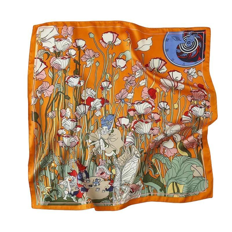 Square Silk Feel Satin Scarf Small Vintage Head Neck Hair Tie Band Women Elegant - 15 10