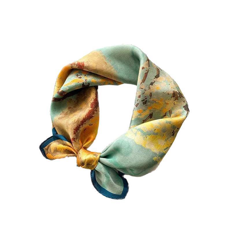 Square Silk Feel Satin Scarf Small Vintage Head Neck Hair Tie Band Women Elegant - 15 14