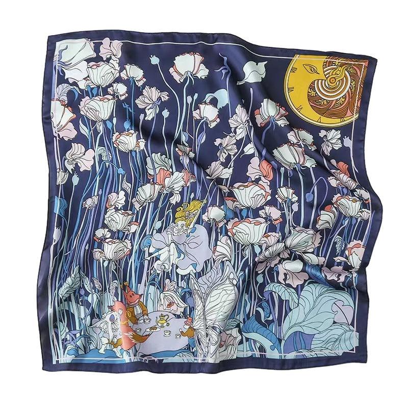 Square Silk Feel Satin Scarf Small Vintage Head Neck Hair Tie Band Women Elegant - 15 15