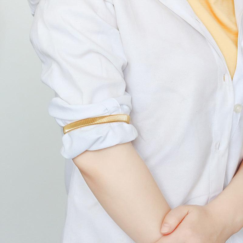 Unisex Anti-Slip Shirt Sleeve Holders Fashion Elastic Armbands Hold Ups Garter - Silver 3