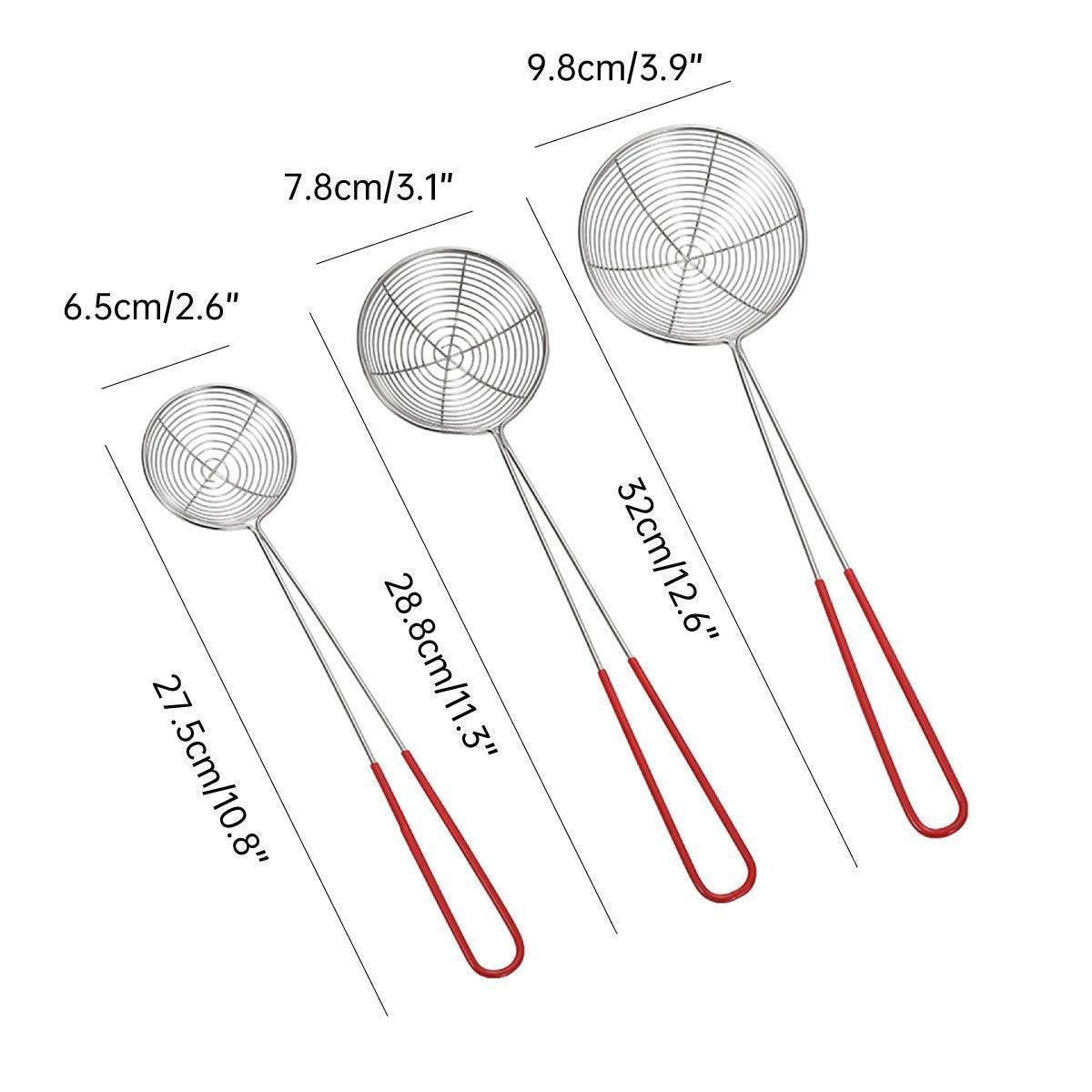 3X Stainless Steel Slotted Filter Spoon MilkTea Kitchen Tool OilSkimmer Strainer 3