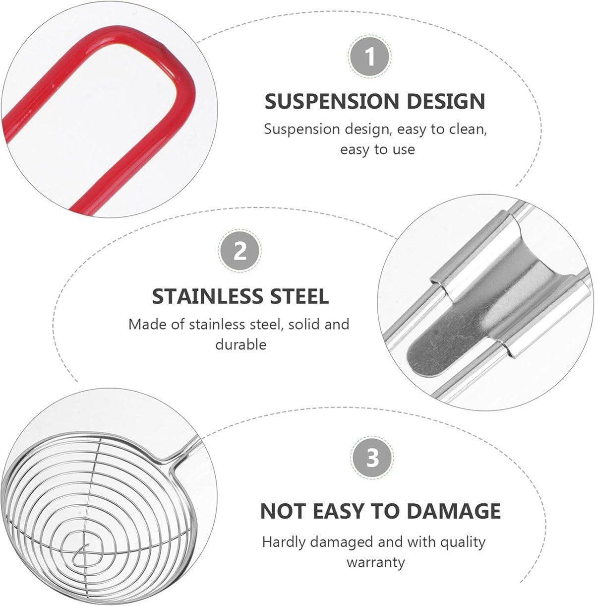 3X Stainless Steel Slotted Filter Spoon MilkTea Kitchen Tool OilSkimmer Strainer 5