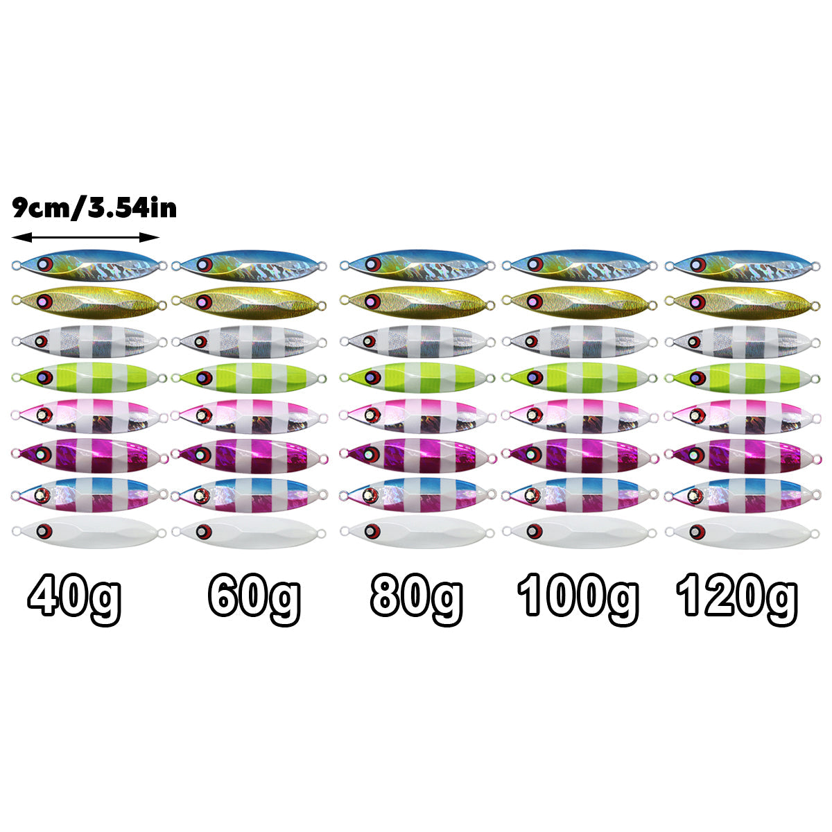 Fishing Lure Bait Set 8pcs Conical Boat Tackle Artificial Hard Bait Accessories - 40g 3
