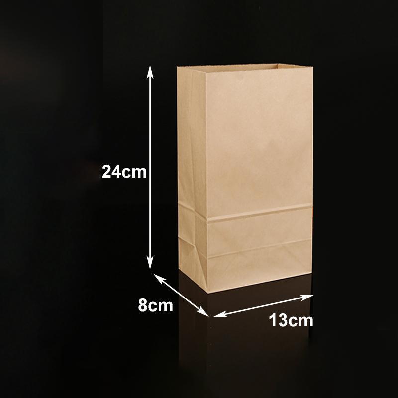 500PCS Kraft Food Paper Bags Brown Flat Bottom Lunch Bags Party Favour Bag - 500PCS-25*14*33CM 3