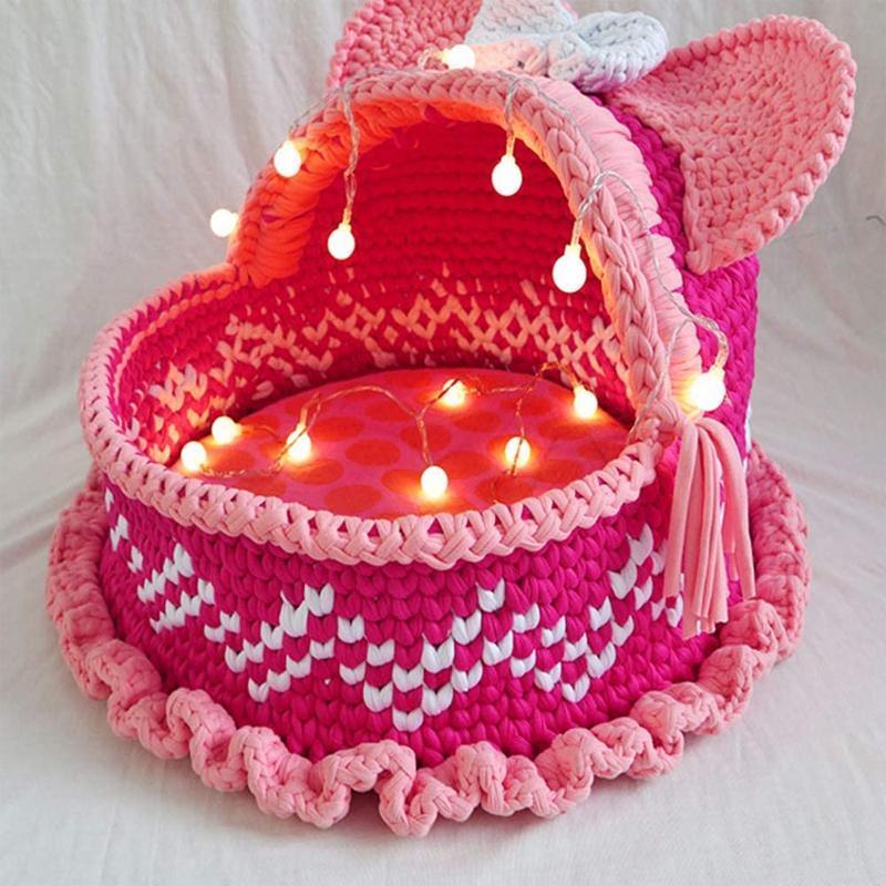 Chunky Arm Wool Yarn Knitted Soft Woolen Yarn Hand Washable Knitted Yarn for Bed - Light Pink 4