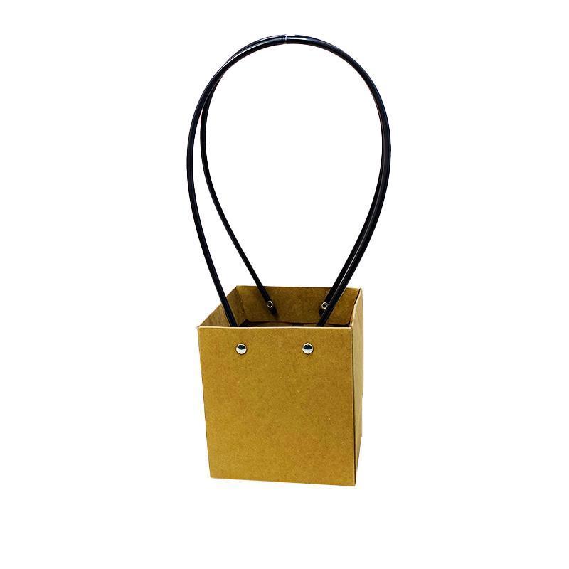 25x Kraft Paper Bag Flowers Waterproof Bouquet Basket Gift Box With Handle - 25PCS-Sq Small 8