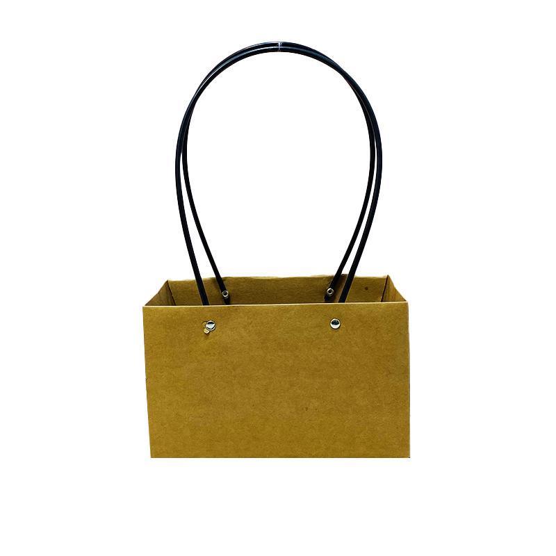 25x Kraft Paper Bag Flowers Waterproof Bouquet Basket Gift Box With Handle - 25PCS-Sq Small 10