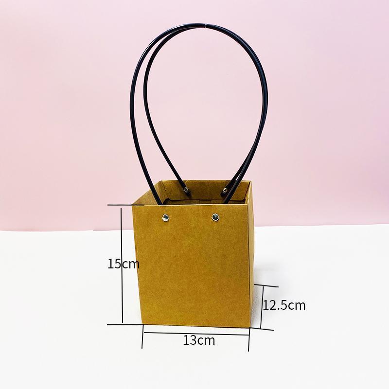 25x Kraft Paper Bag Flowers Waterproof Bouquet Basket Gift Box With Handle - 25PCS-Sq Big 4