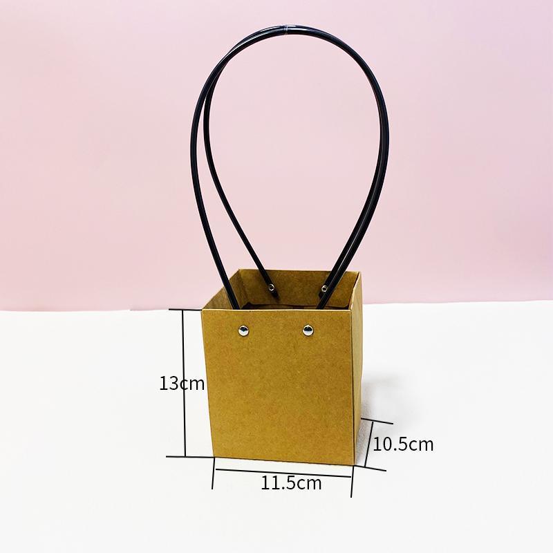 25x Kraft Paper Bag Flowers Waterproof Bouquet Basket Gift Box With Handle - 25PCS-Sq Big 5