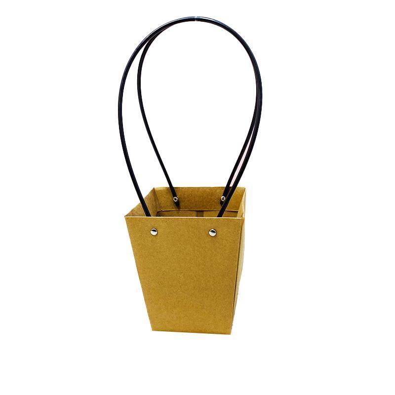 25x Kraft Paper Bag Flowers Waterproof Bouquet Basket Gift Box With Handle - 25PCS-Sq Big 6
