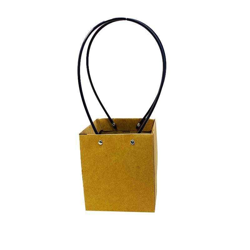 25x Kraft Paper Bag Flowers Waterproof Bouquet Basket Gift Box With Handle - 25PCS-Sq Big 9