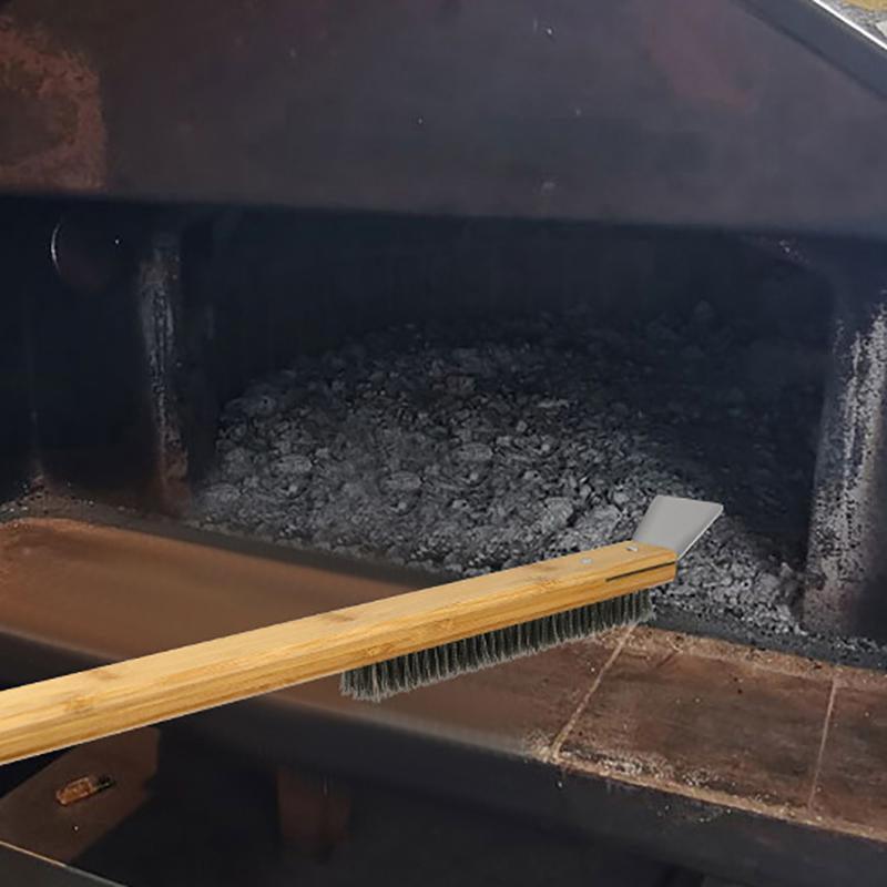 Long Handle Pizza Oven Brush Steel Wire BBQ Grill Cleaner with Scraper 57.5cm 4