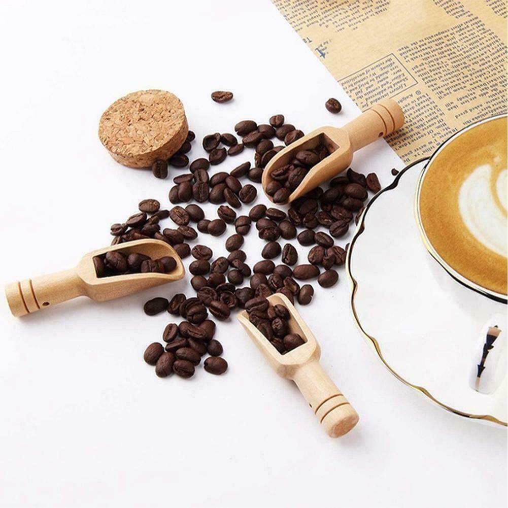 1/2/4/10 Pcs Mini Wooden Scoop Kitchen Spoon for Salt Sugar & Coffee - 10PCS 4